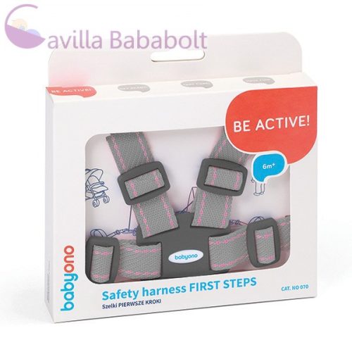 Babyono 1st Steps babahám - Segítség a biztonságos első lépésekhez! -szürke-rózsaszín