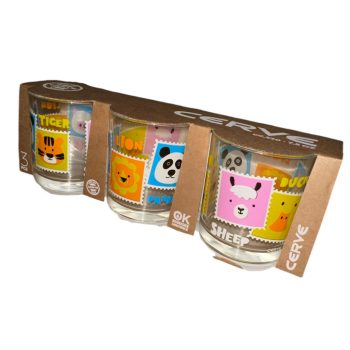   Baby stamp állat mintás 3 db -os üvegpohár szett , 220 ml
