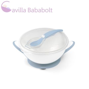   BABYONO Zárható tál tapadókoronggal és kanállal 300 ml kék