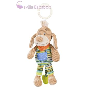 BABYONO Zenélő játék rágókával C-karikán kutya