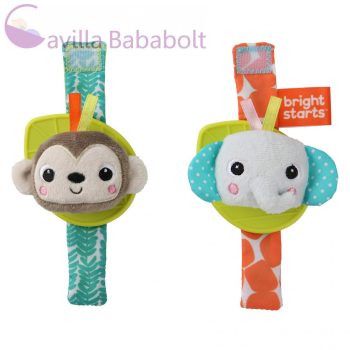   Bright Starts csörgő karkötő rágókával 2 db majom és elefánt 0hó+