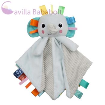   BRIGHT STARTS Morzsolókendő fejjel Cuddle'n Tags elefánt 0hó+
