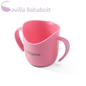   BABYONO Ergonomikus bögre fogantyúval 120 ml rózsaszín 6m+