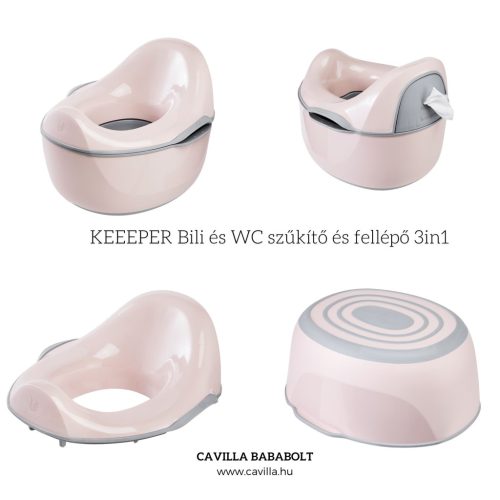 KEEEPER Bili és WC szűkítő és fellépő 3in1 Nordic pink