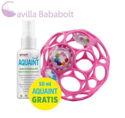 OBALL RATTLE játék 10 cm 0hó+ pink + AJÁNDÉK Aquaint TERMÉSZETES tisztító folyadék  50ml