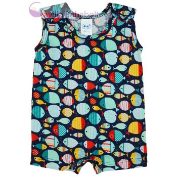 Halacska mintás ujjatlan baba napozó, Méret 74-es