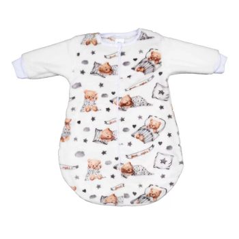   Hosszú ujjú wellsoft hálózsák Macis mintával 3,5 TOG, Méret - 56-os 