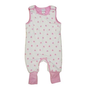   Mintás wellsoft ujjatlan baba overál , rózsaszín szívecskés, Méret- 98-as