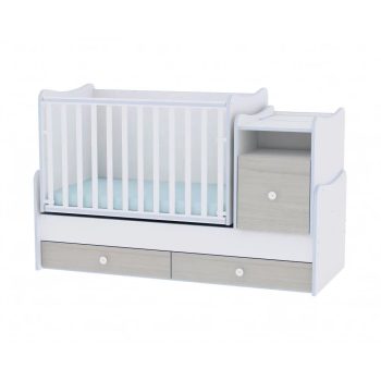   LORELLI TREND PLUS KOMBI ÁGY 70X165 - WHITE & BLUE ELM - FEHÉR & KÉK CSÍKOZÁS