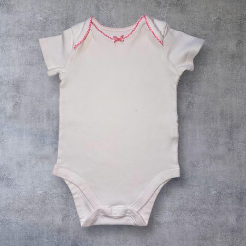 Fehér pamut rövidujjú body, Méret 12-18 hó (80-86-os)