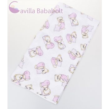   BabyBruin nyomott mintás textil pelenka, 2db - Pink Maci párnával minta