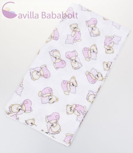 BabyBruin nyomott mintás textil pelenka, 2db - Pink Maci párnával minta