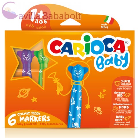 Carioca Színes macis bébi filctoll 6db-os szett kimosható
