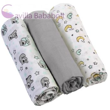 BABYONO Muszlin pelenka - Super soft 3 db -szürke