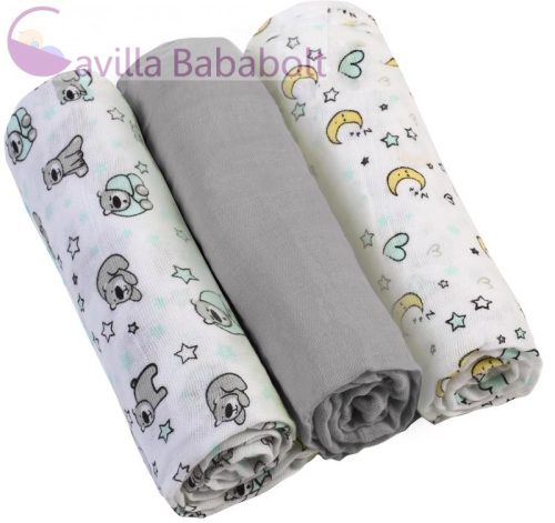 BABYONO Muszlin pelenka - Super soft 3 db -szürke