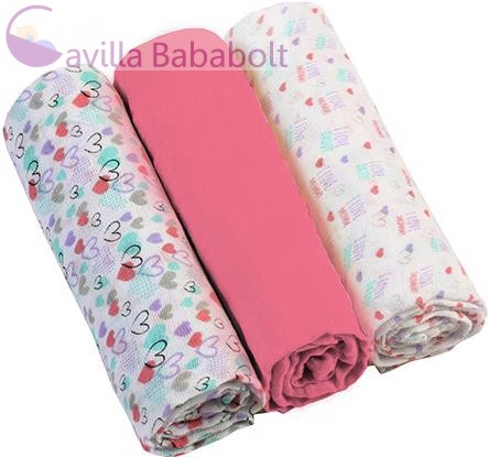 BABYONO Muszlin pelenka - Super soft 3 db - rózsaszín