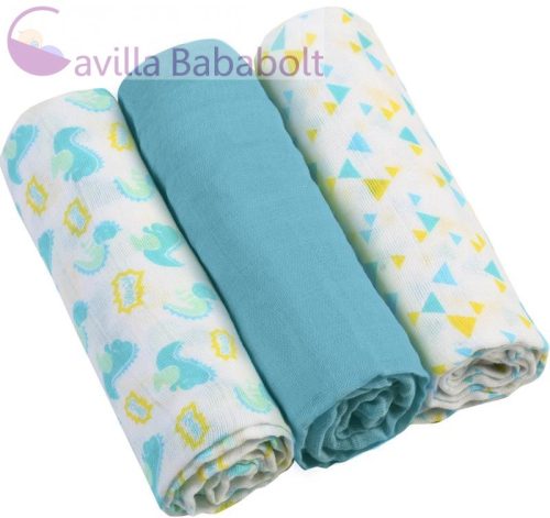 BABYONO Muszlin pelenka - Super soft 3 db -kék