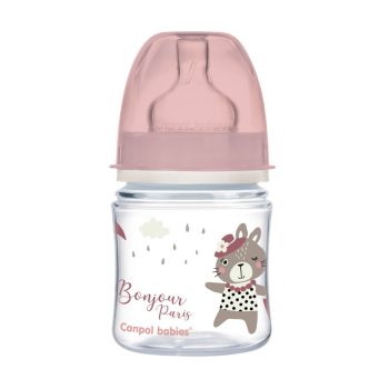   CANPOL BABIES széles szájú cumisüveg Bonjour Paris 120 ml rózsaszín
