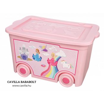 Tárolódoboz kerékkel mintás 55L 41x61x34cm