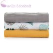 PETITE&MARS Bambusz muszlin 3db-os pelenka szett Moussy Ochre Leaves, 68 x 68 cm