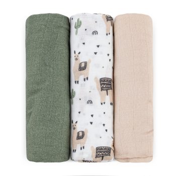   PETITE&MARS Bambusz muszlin 3db-os pelenka szett Moussy Llama Vibes 68 x 68 cm