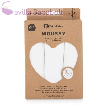   PETITE&MARS Bambusz muszlin 3db-os pelenka szett Total White, 68 x 68 cm