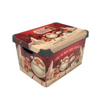 Tároló doboz tetővel karácsonyi 20L 24x30x41cm