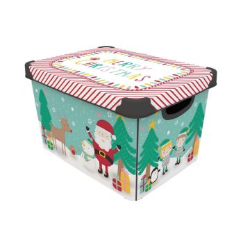 Tároló doboz tetővel karácsonyi 20L 24x30x41cm