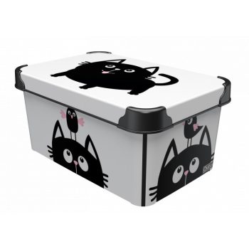 Tároló doboz tetővel Cicás 19x28,5x13,5cm 5L