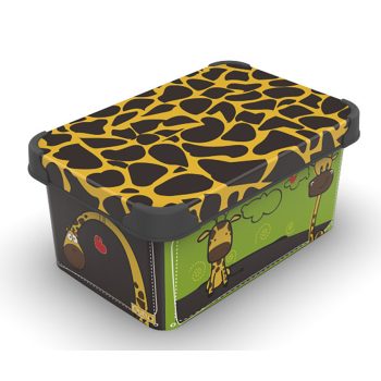 Tároló doboz tetővel 5L Zsiráf minta - 28x19x13 cm