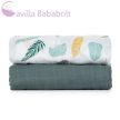 PETITE&MARS Bambusz muszlin 2db-os pelenka szett Misty Green Leaves, 120 x 120 cm
