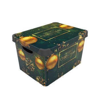 Tároló doboz tetővel karácsonyi 20L 24x30x41cm