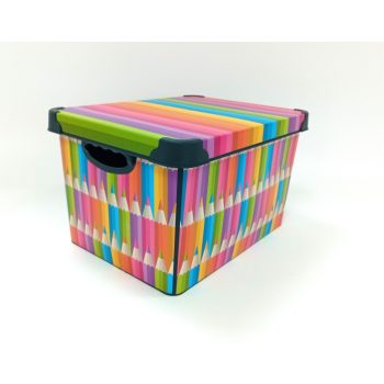 Tároló doboz tetővel 20L Back to school pencil 24x30x41cm