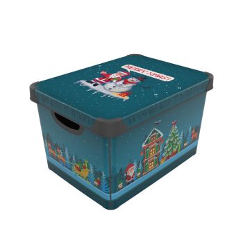 Tároló doboz tetővel karácsonyi 20L 24x30x41cm