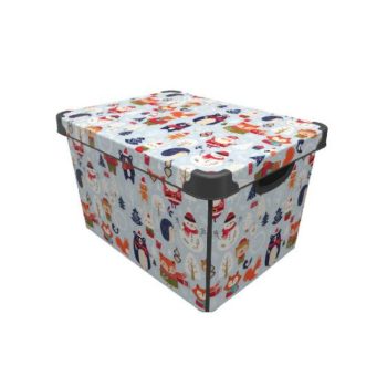 Tároló doboz tetővel karácsonyi 20L 24x30x41cm