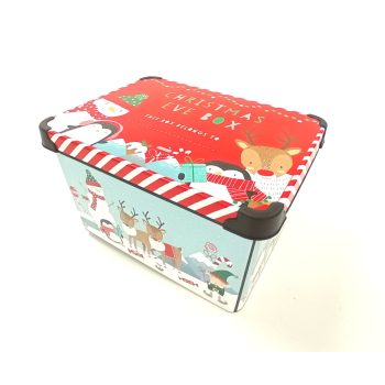 Tároló doboz tetővel karácsonyi 20L 24x30x41cm