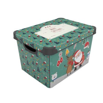 Tároló doboz tetővel karácsonyi 20L 24x30x41cm
