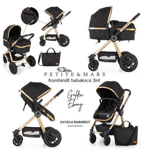 PETITE&MARS Kombinált babakocsi 2in 1 Grand II Golden Ebony