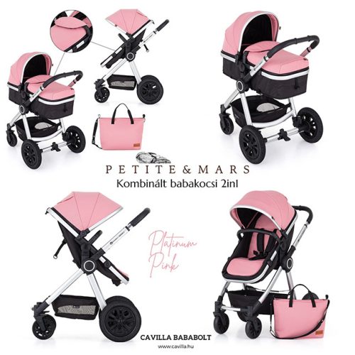 Petite & Mars Kombinált babakocsi 2in 1 Grand II Platinum Pink