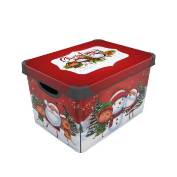 Tároló doboz tetővel karácsonyi 20L 24x30x41cm