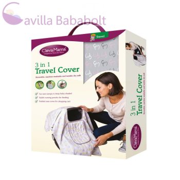   ClevaMama úti takaró , bevásárló kosár betét és szoptatókendő 3 az 1-ben - pink szürke 