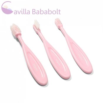 BABYONO fogkefe 3 db, rózsaszín