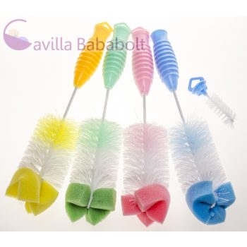 BabyBruin szivacsos cumisüveg tisztító kefe, zöld