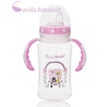   Baby Bruin széles nyakú polipropilén tanulópohár, 300ml, rózsaszín