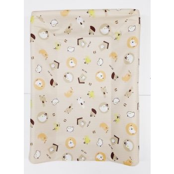   Puha pelenkázó lap 3 ékes körbepárnázott, Méret 50x70cm, bézs madaras