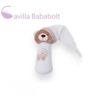 Plüss macis sípoló bébijáték 13 cm