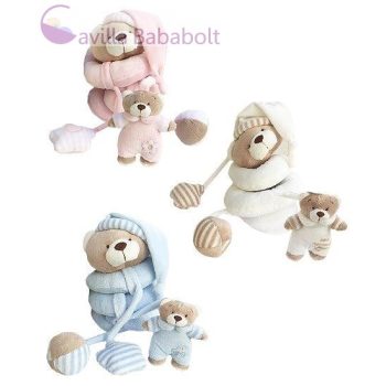   Baby Bruin plüss spirál, sípolós, csörgős babakocsira, kiságyra, rózsaszín