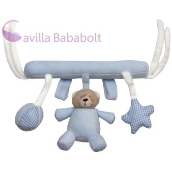 Plüss Macikás akasztó hordozóra,kiságyra, 23 cm kék