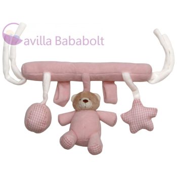   Plüss Macikás akasztó hordozóra,kiságyra, 23 cm rózsaszín