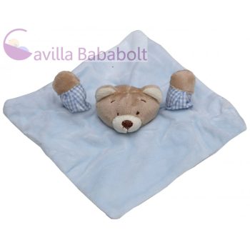 Bábozós Plüss Macis játék plüss kendő 20x20 cm ,kék